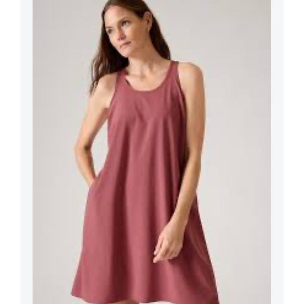 Athleta Zephyr A-Line Dress Spiced Cabernet Burgundy Racerback Mini 842767-00 S